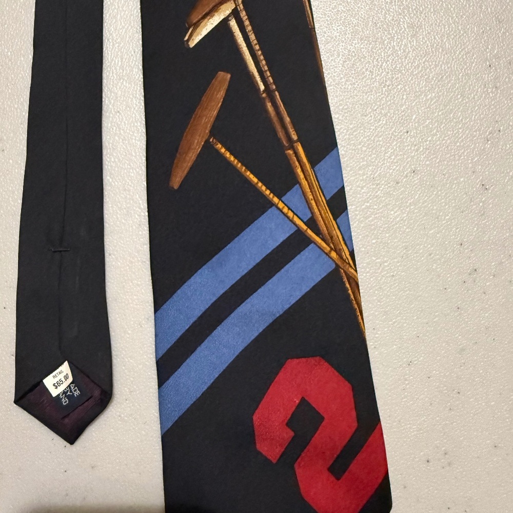 READ! Polo Ralph Lauren Vintage Navy Italian Silk Mallets w/ #2 Tie lot5613